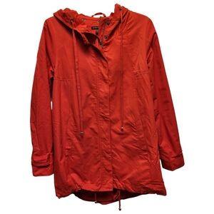 Eileen Fisher Red Utility Jacket Water-Resistant Stowaway Hood  Design - Size XS